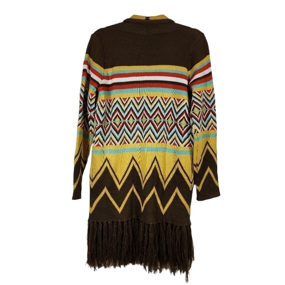 HOT & DELICIOUS WESTERN FRINGED CARDIGAN SWEATER - Picture 4 of 10